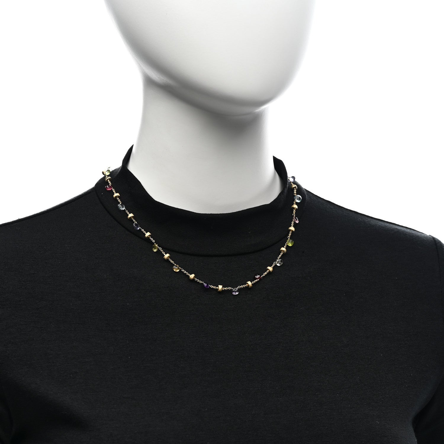 Marco Bicego 18K Yellow Gold Multi Gemstone Paradise Station Necklace 2 of 5