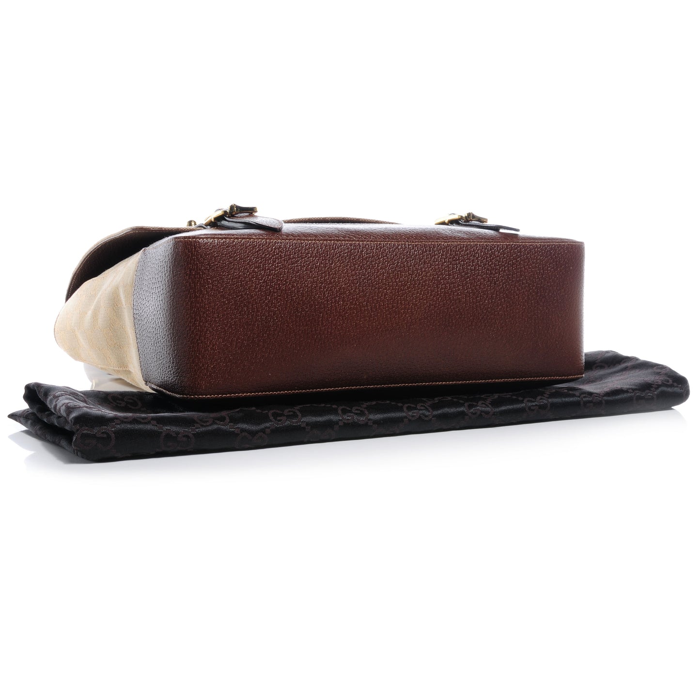 Monogram Calfskin Large Double Buckle Flap Messenger Bag Beige