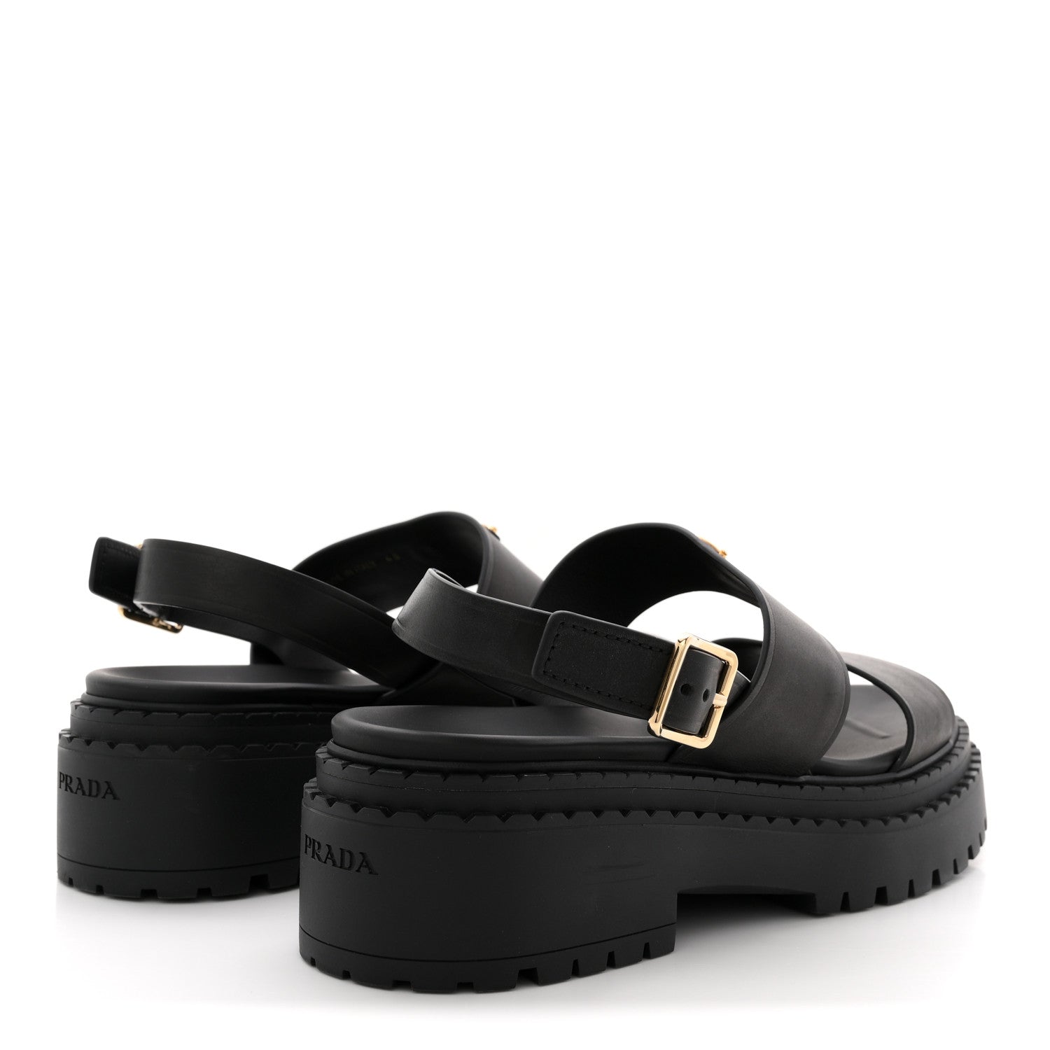 Prada Nappa Metal Triangle Logo Slingback Sandals 40 Black 9 of 16