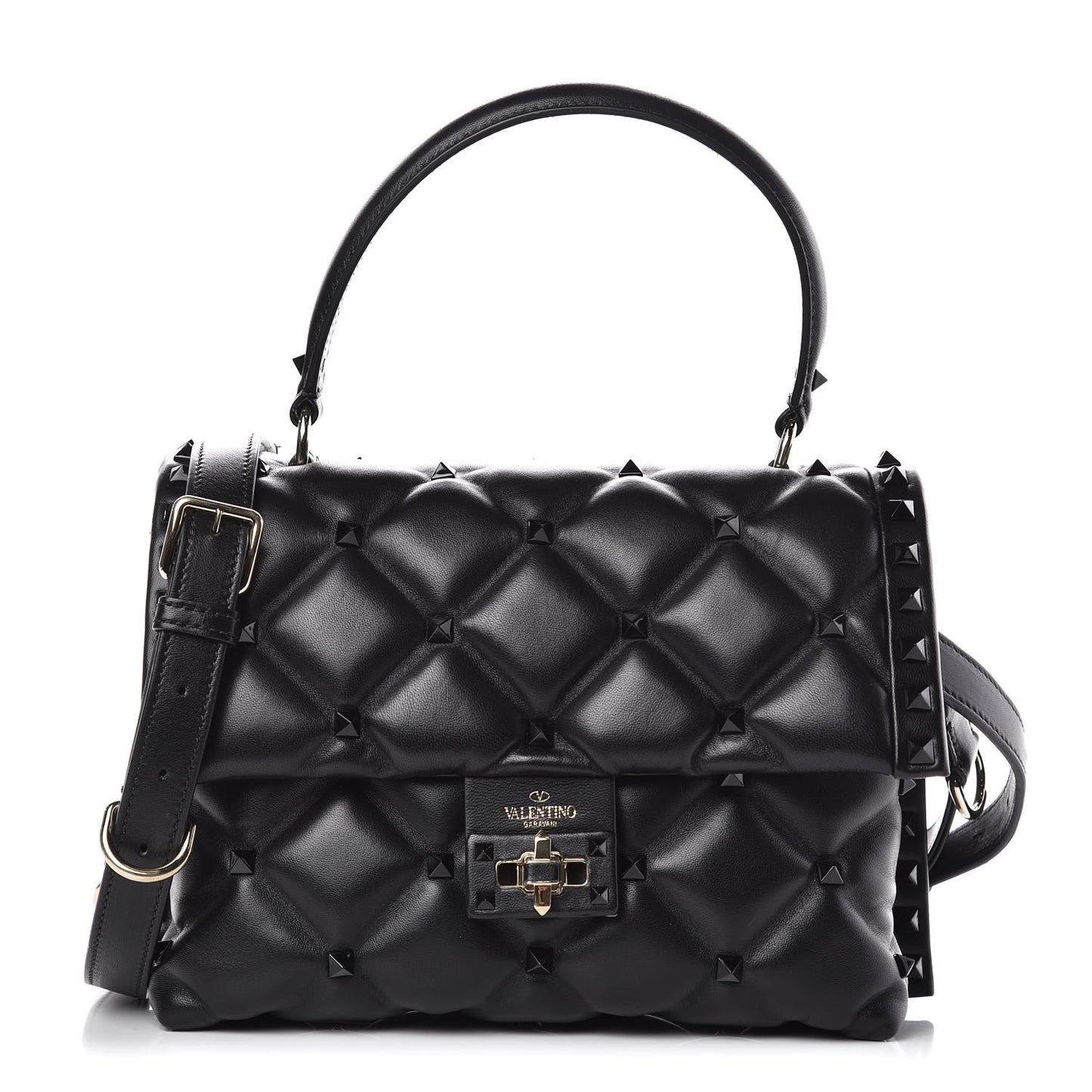 Nappa Monochrome Medium Candystud Top Handle Bag Black