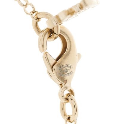 Chanel Resin Crystal CC Heart Necklace Pearly White Gold 5 of 6