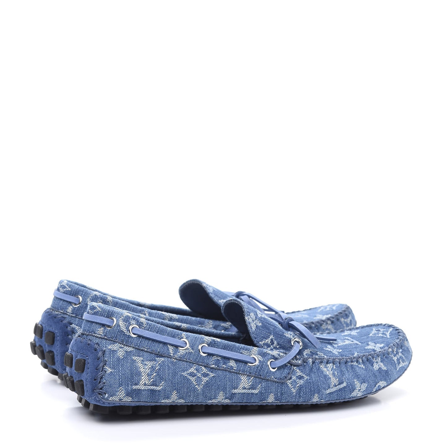 Monogram Denim Mens Arizona Car Shoe Moccasin Loafers 6.5 Blue