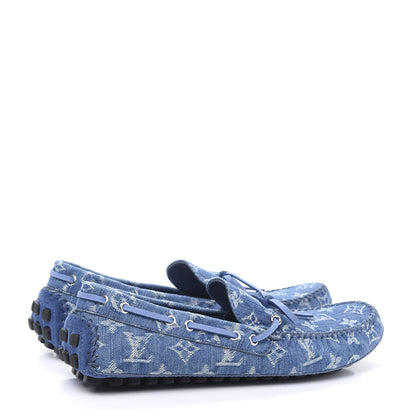 Louis Vuitton Monogram Denim Mens Arizona Car Shoe Moccasin Loafers 6.5 Blue 5 of 9