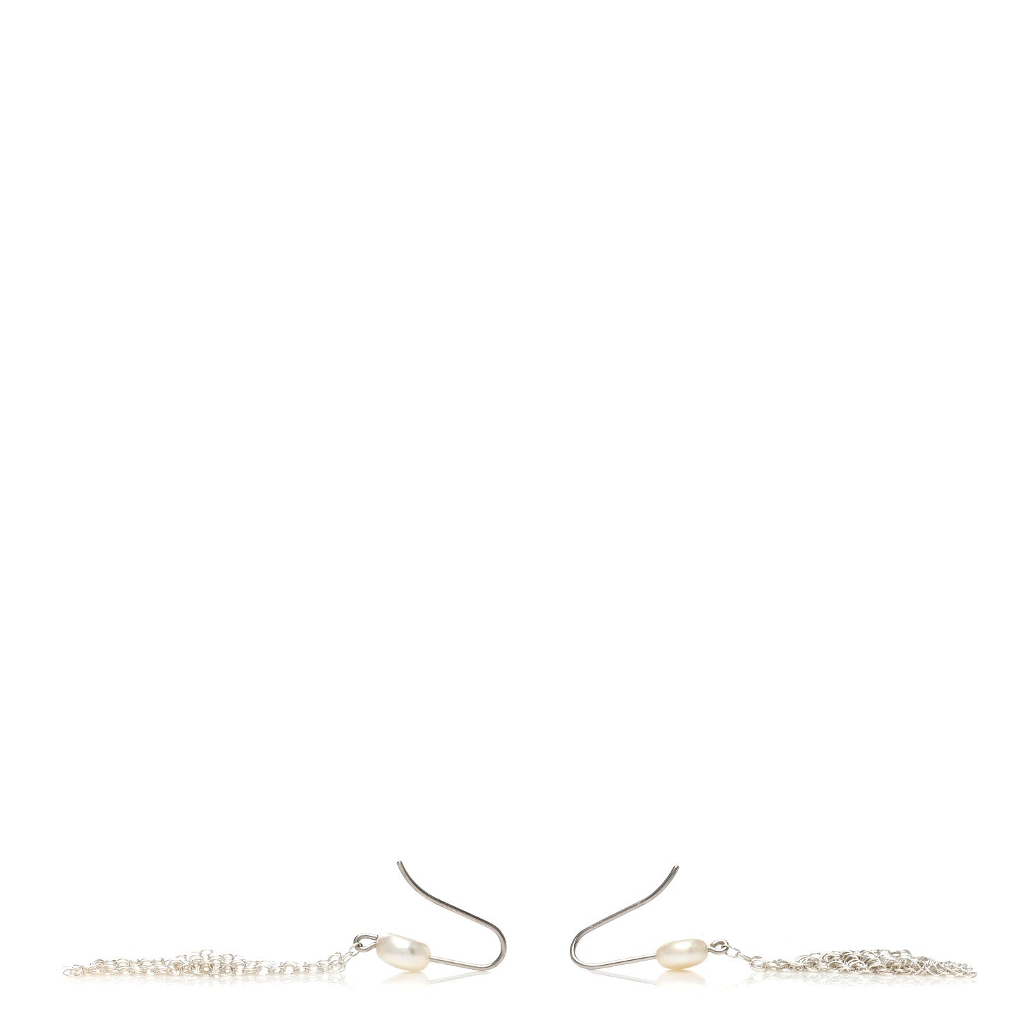 Tiffany Sterling Silver Pearl Elsa Peretti Mesh Earrings 3 of 3