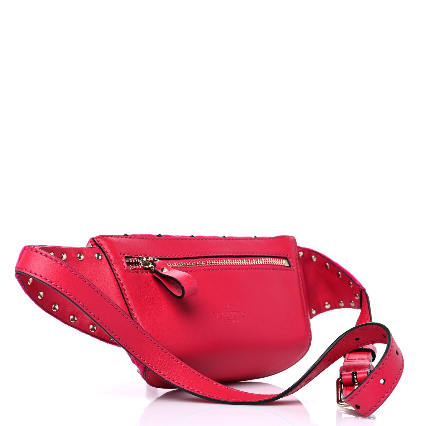 Velvet Rockstud Spike Belt Bag 85 Disco Pink