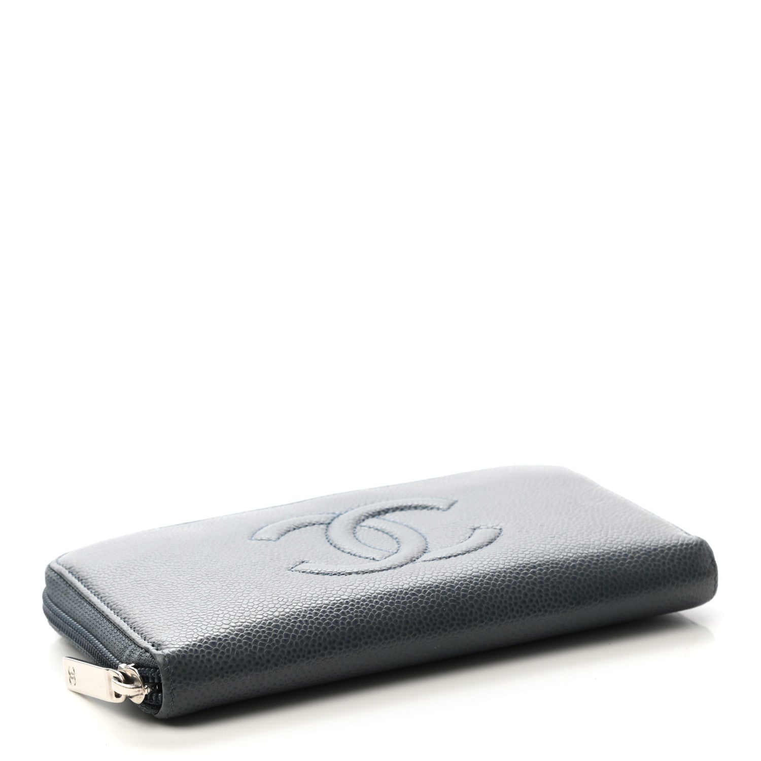 Chanel Caviar Large CC Timeless Zip Around Wallet Blue 4 of 10