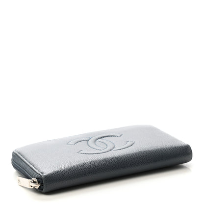 Chanel Caviar Large CC Timeless Zip Around Wallet Blue 4 of 10