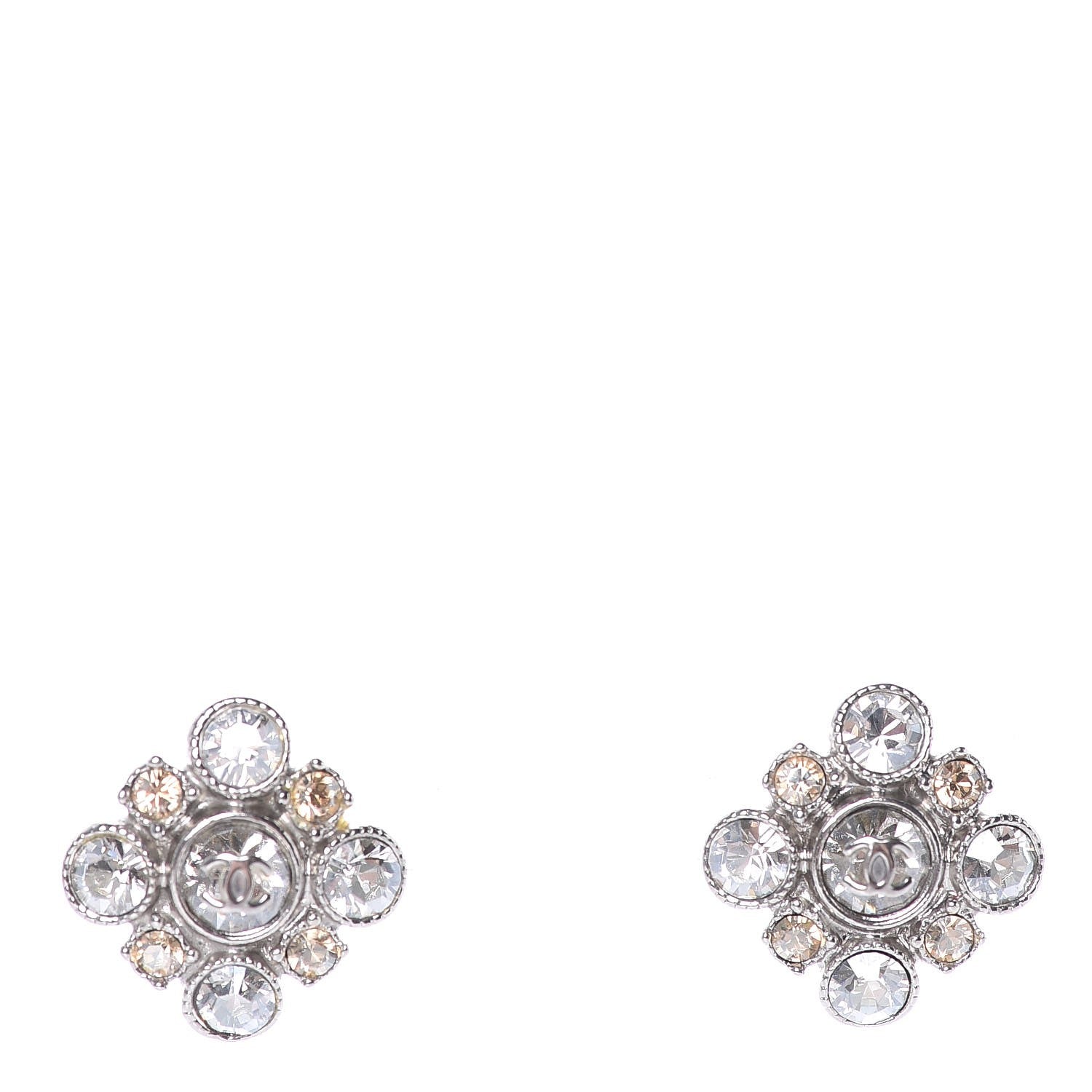 Chanel Crystal CC Earrings Silver 1 of 4