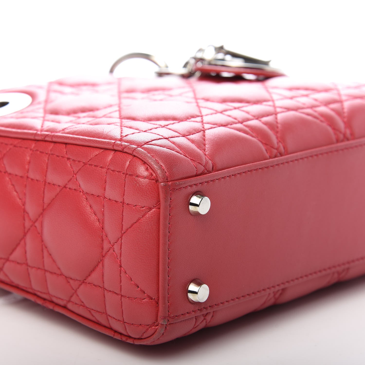 Christian Dior Lambskin Cannage Mini Lady Dior Red 5 of 11