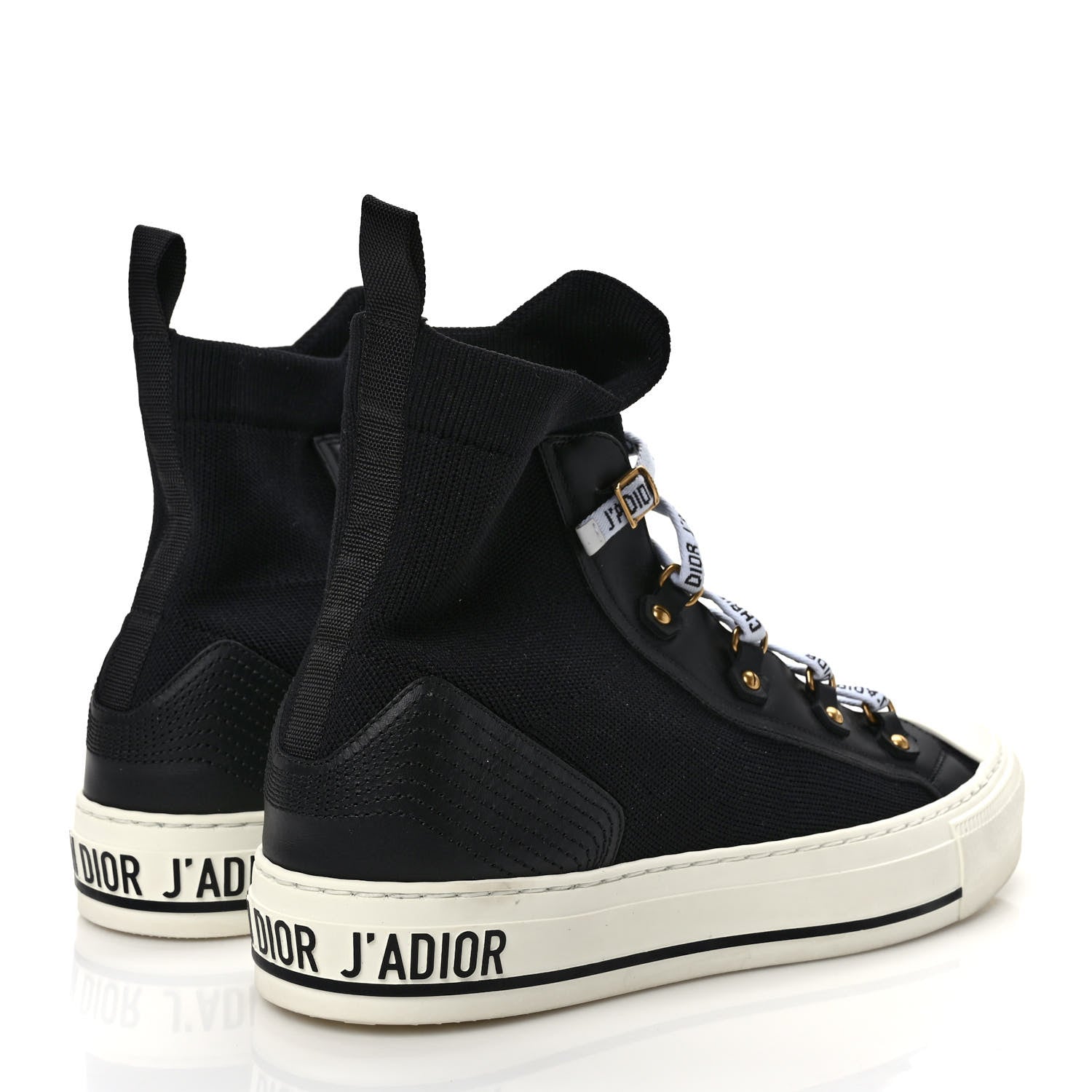 Christian Dior Technical Knit Calfskin Womens Walk'N'Dior High Top Sneakers 39.5 Black 4 of 10