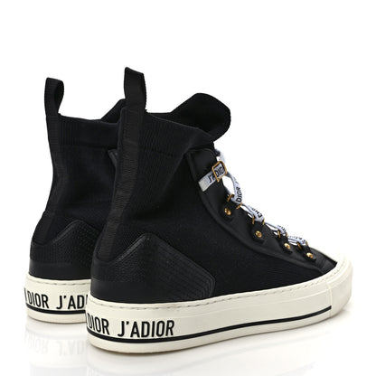 Christian Dior Technical Knit Calfskin Womens Walk'N'Dior High Top Sneakers 39.5 Black 4 of 10