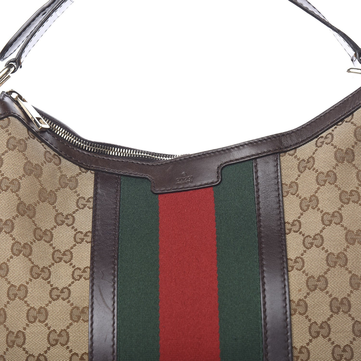 Gucci Monogram Vintage Web Medium Hobo Dark Brown 7 of 12