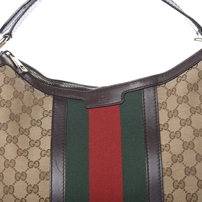 Gucci Monogram Vintage Web Medium Hobo Dark Brown 7 of 12