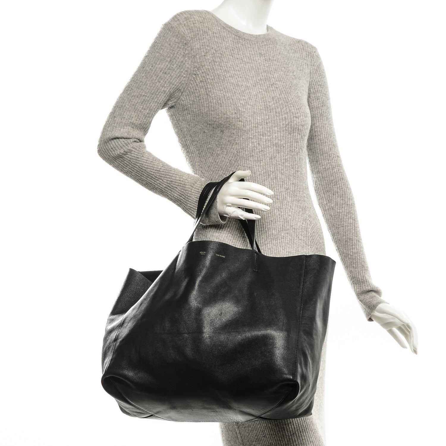 Celine Lambskin Horizontal Cabas Black 2 of 6