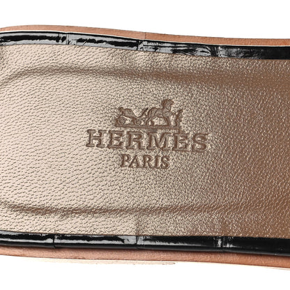 Hermes Shiny Alligator Oran Sandals 36.5 Black 8 of 9