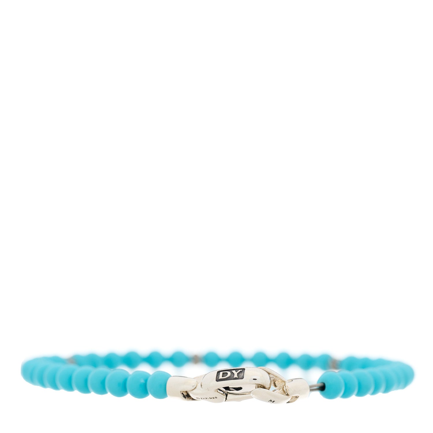 David Yurman Sterling Silver Turquoise 4mm Spiritual Beads Adjustable Bracelet 2 of 3