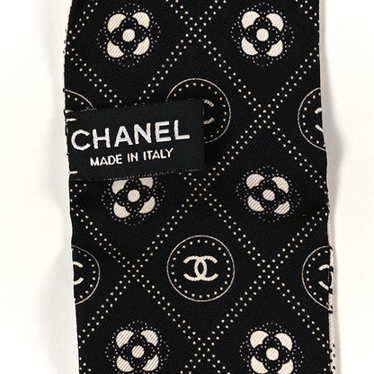 Chanel Silk CC Polka Dot Slim Bandeau Scarf Black Ecru 3 of 3