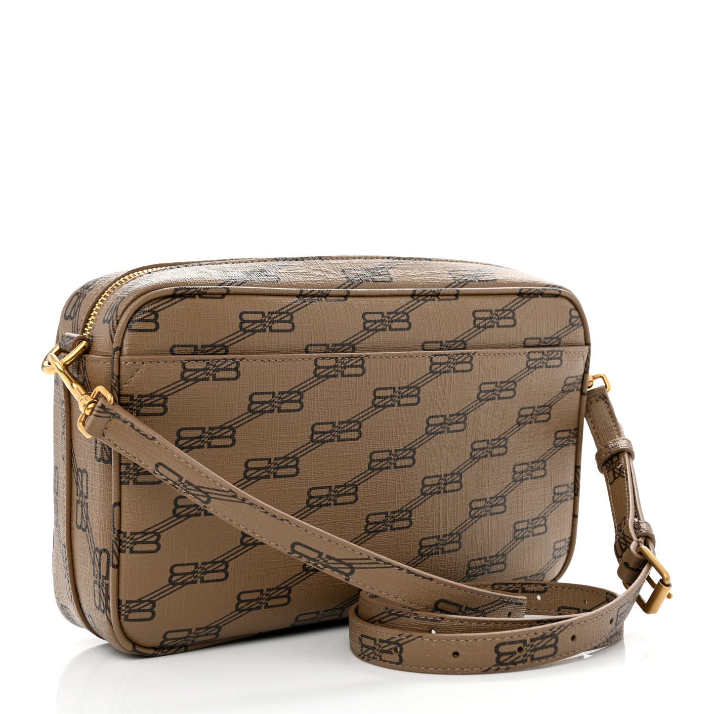 Coated Canvas BB Monogram Medium Signature Camera Bag Beige Brown