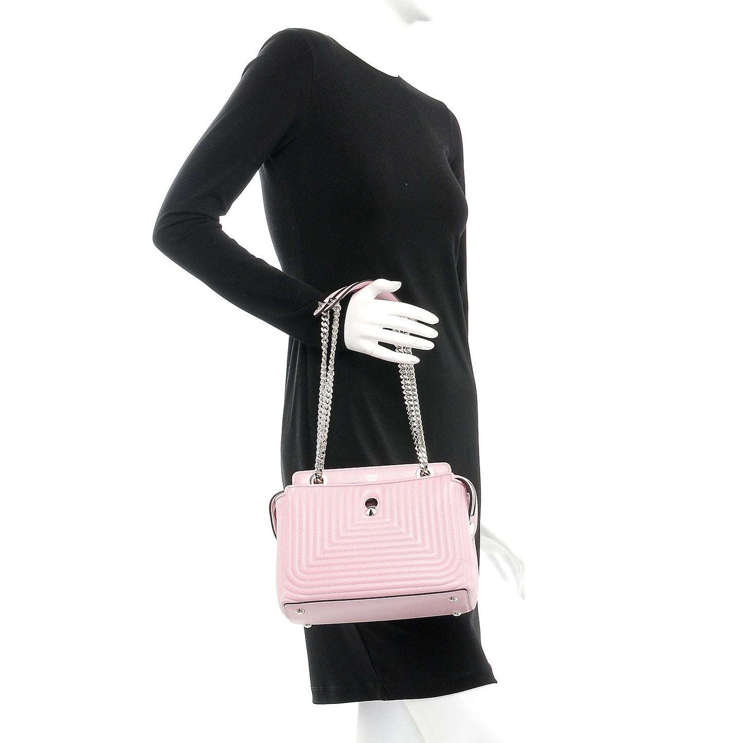 Shiny Nappa Trapuntata Small DotCom Click Chain Satchel Peonia