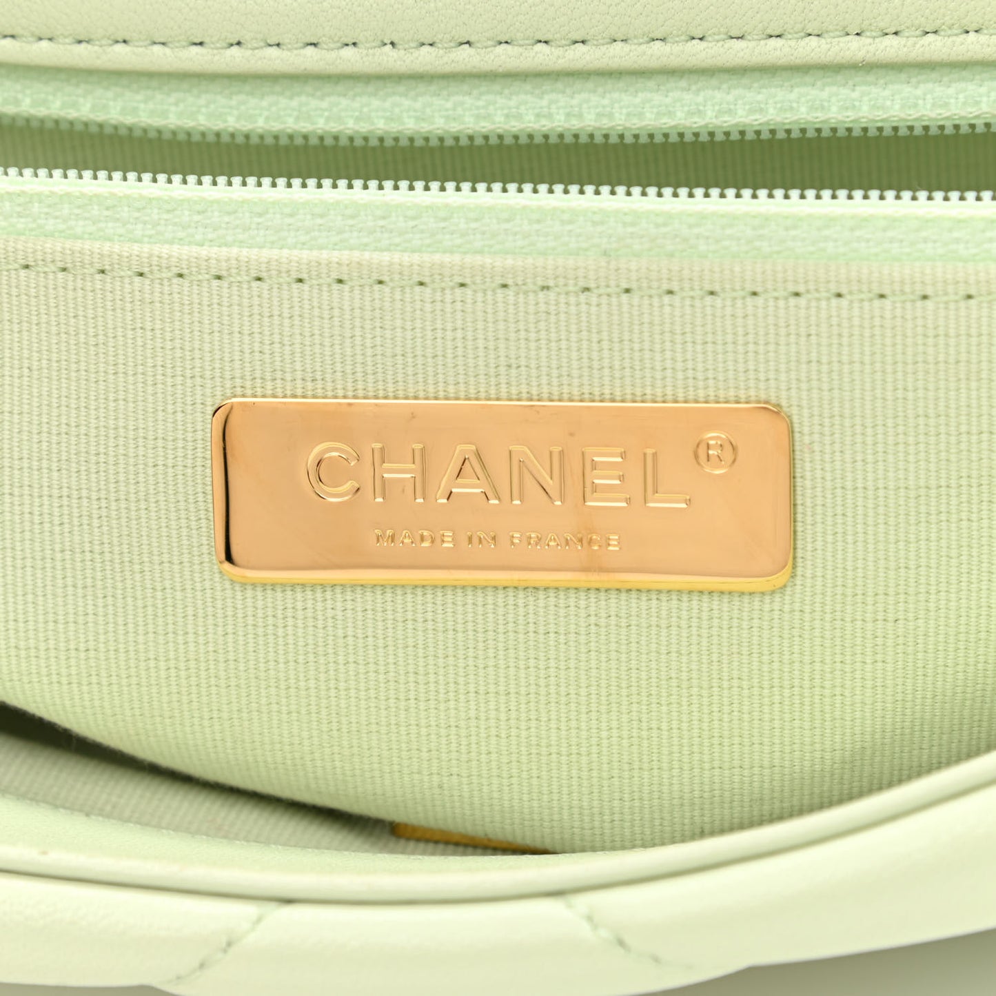 Goatskin Quilted Medium Chanel 19 Flap Light Green