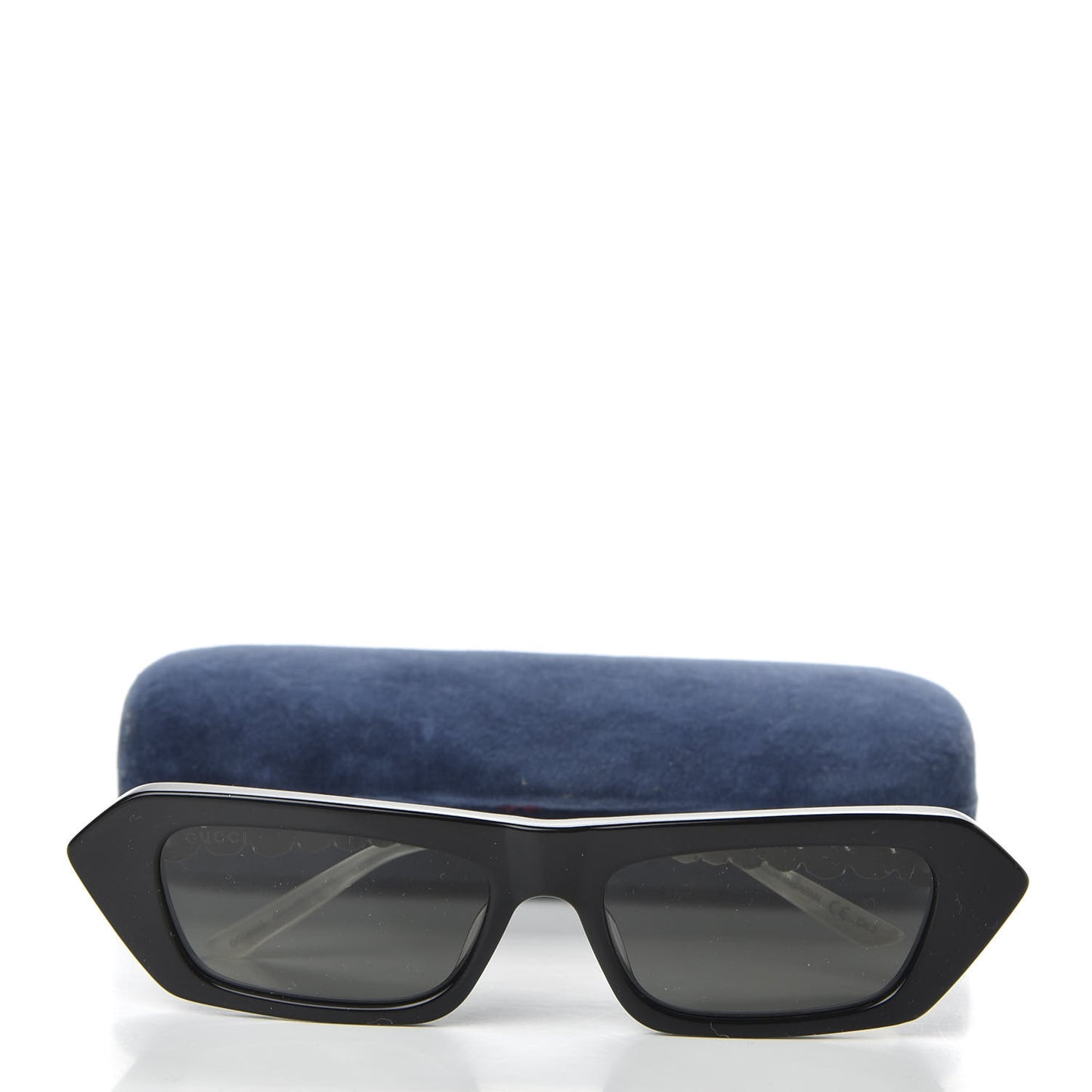Acetate Crystal Embellished Rectangle Sunglasses GG0642S Black Gold
