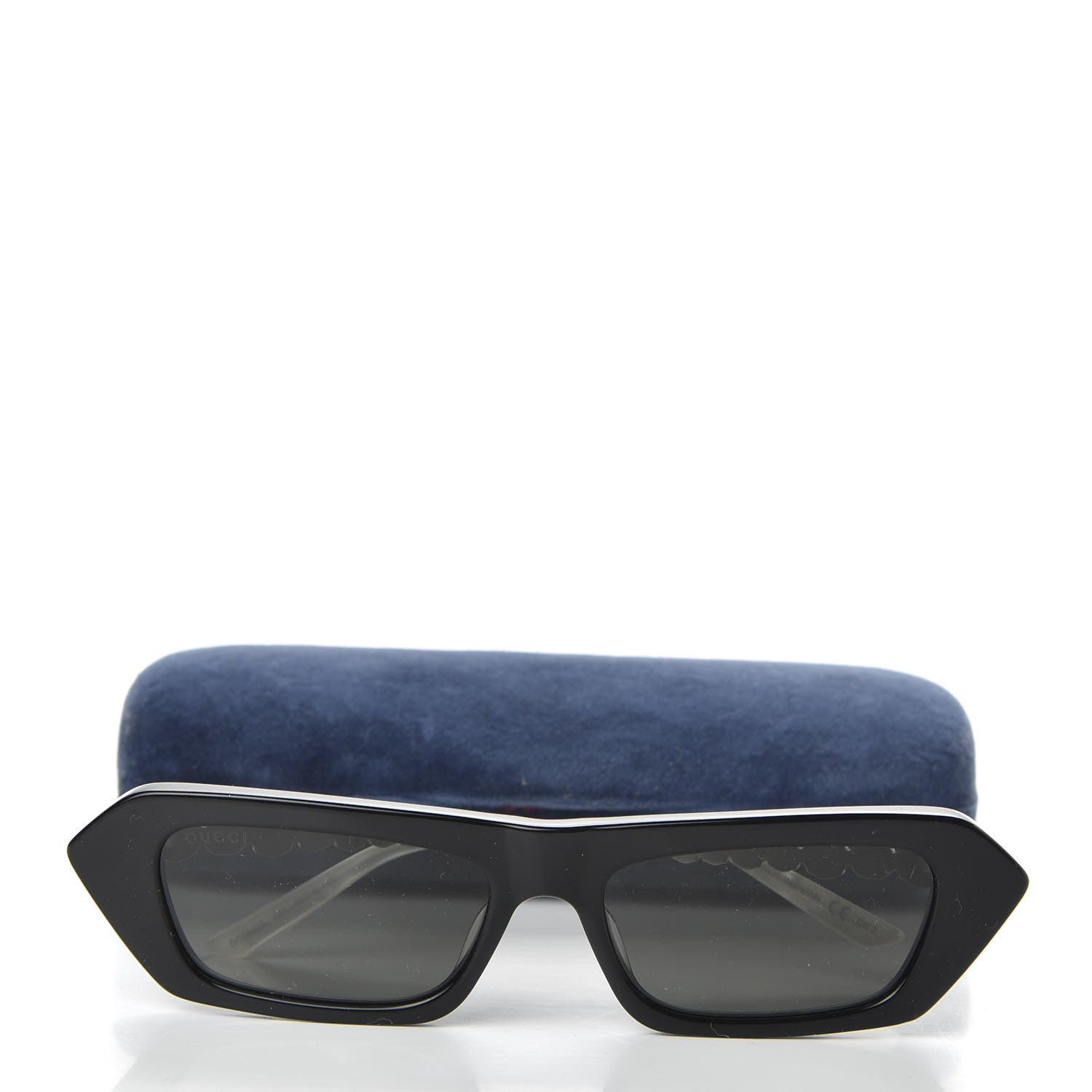 Gucci Acetate Crystal Embellished Rectangle Sunglasses GG0642S Black Gold 8 of 8