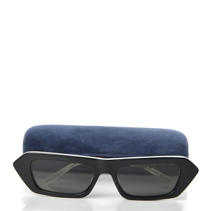 Gucci Acetate Crystal Embellished Rectangle Sunglasses GG0642S Black Gold 8 of 8