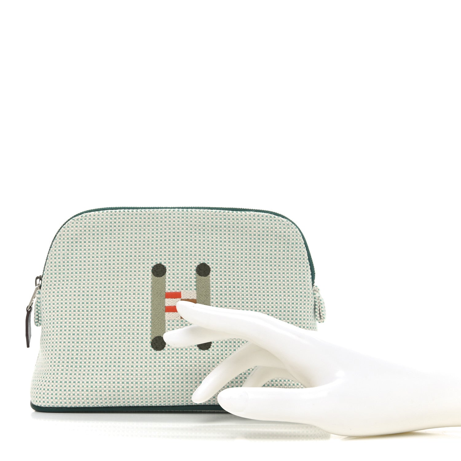 Hermes Cotton Canvas Crazy H Mini Bolide Case Nuage Menthe 2 of 8
