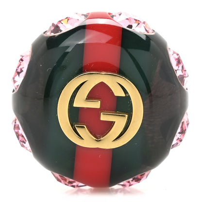 Gucci Resin Strass Vintage Web Stud Pin Red Green 1 of 4