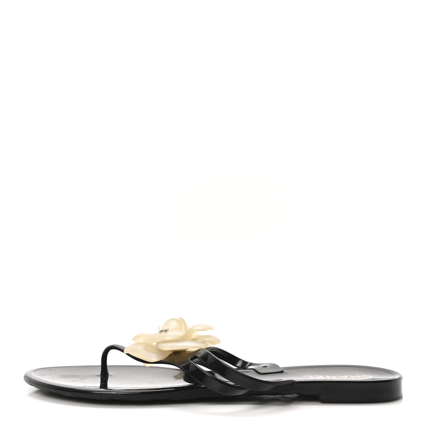 Jelly Camellia Thong Sandals 41 Black Ivory