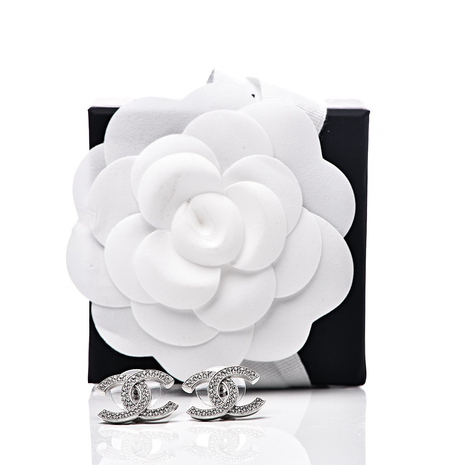 Chanel Crystal Palais Garnier CC Earrings Silver 5 of 5