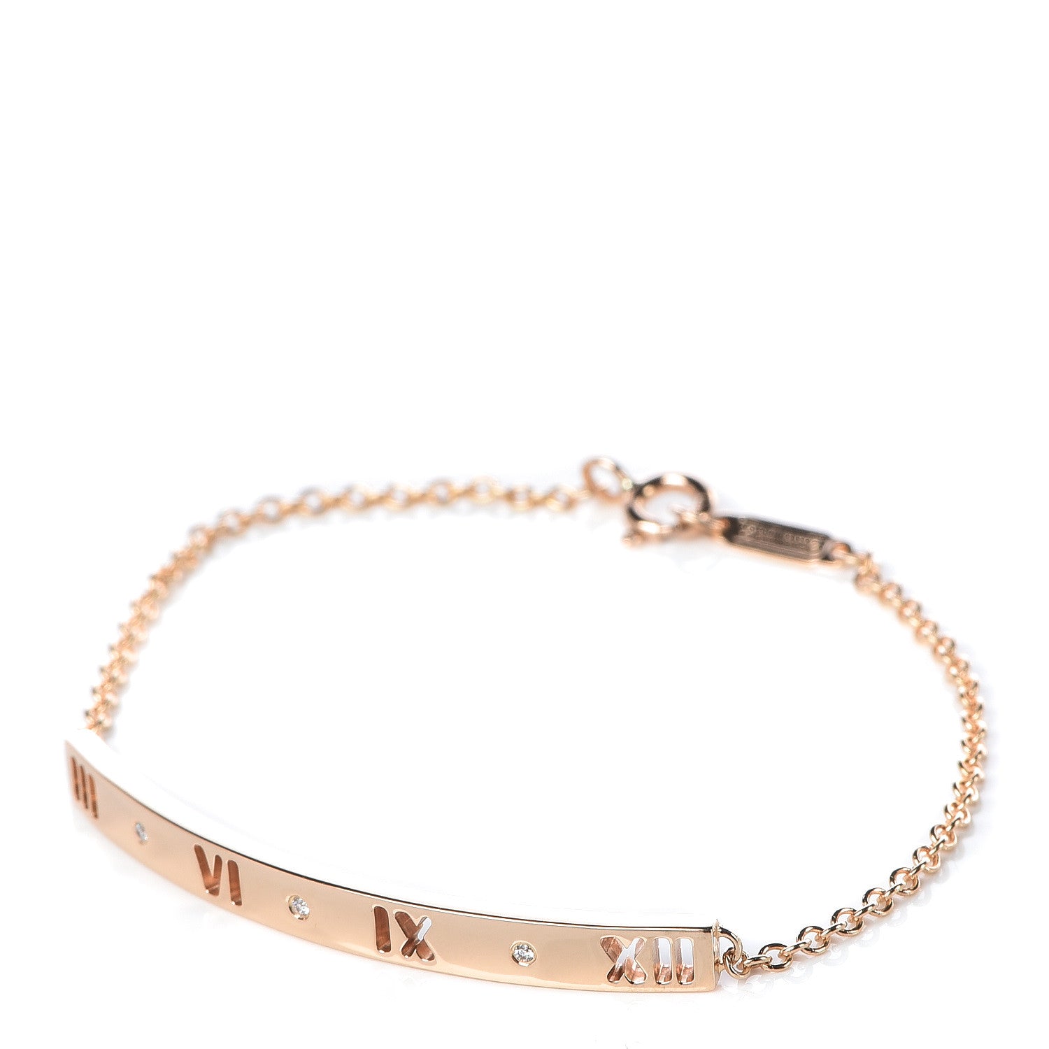 Tiffany 18K Rose Gold Diamond Atlas Bar Pierced Bracelet 1 of 5