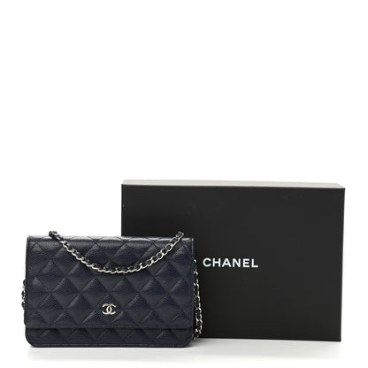 Chanel Caviar Quilted Wallet On Chain WOC Navy 14 of 14