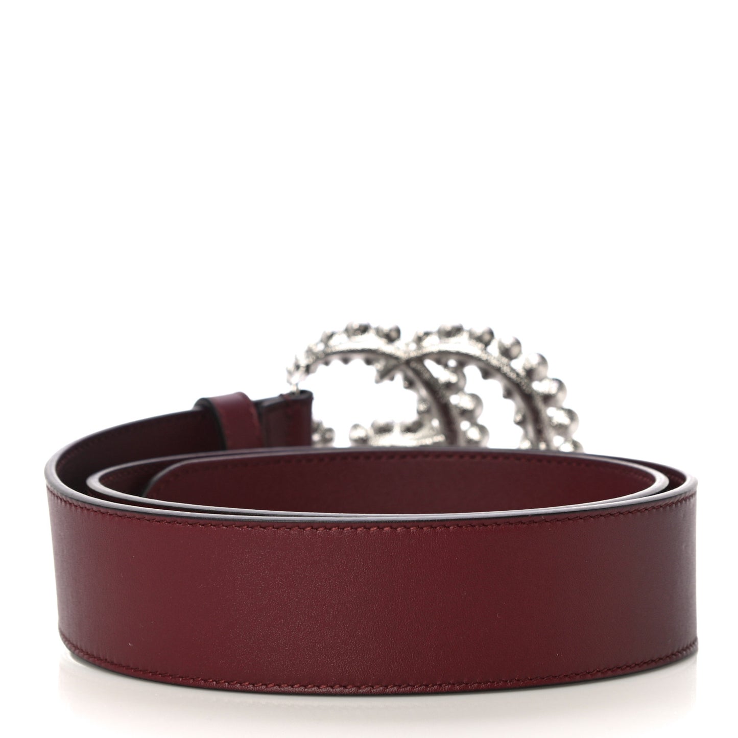 Calfskin Crystal Double G 40mm Belt 80 32 Vintage Bordeaux