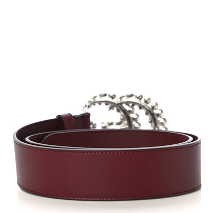 Gucci Calfskin Crystal Double G 40mm Belt 80 32 Vintage Bordeaux 3 of 6