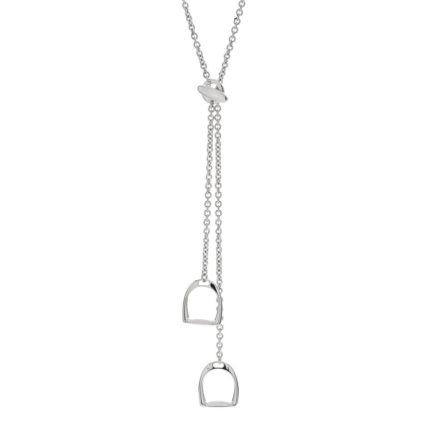 Hermes Sterling Silver Stirrup Lariat Necklace 1 of 5