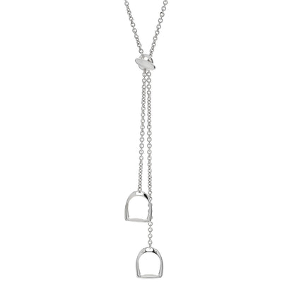 Hermes Sterling Silver Stirrup Lariat Necklace 1 of 5