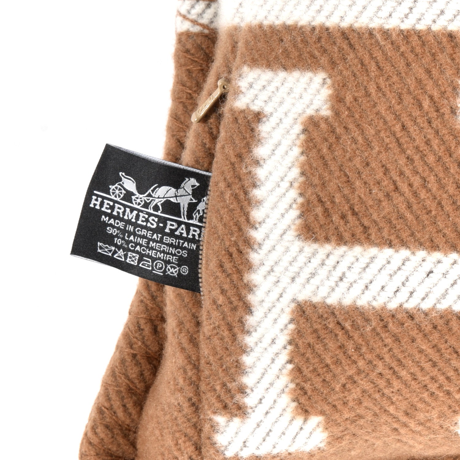 Hermes Wool Cashmere Avalon Pillow PM Ecru Camel 3 of 3