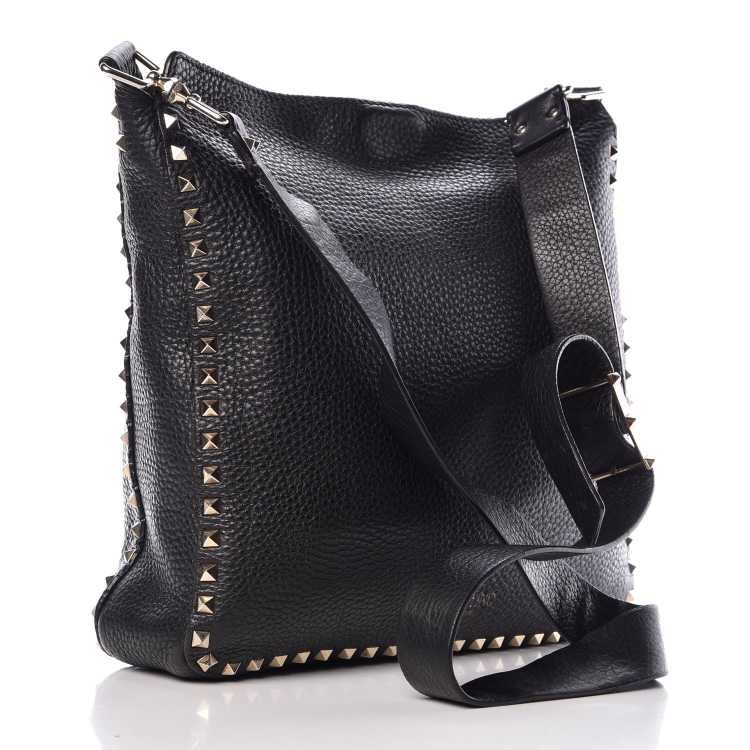 Valentino Garavani Pebbled Calfskin Large Rockstud Flip-Lock Messenger Bag Black 3 of 13