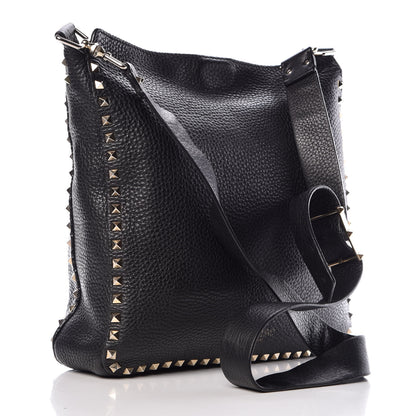 Valentino Garavani Pebbled Calfskin Large Rockstud Flip-Lock Messenger Bag Black 3 of 13