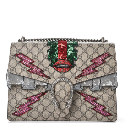 Gucci GG Supreme Monogram Lightning Embroidered Medium Dionysus Shoulder Bag Beige 1 of 11