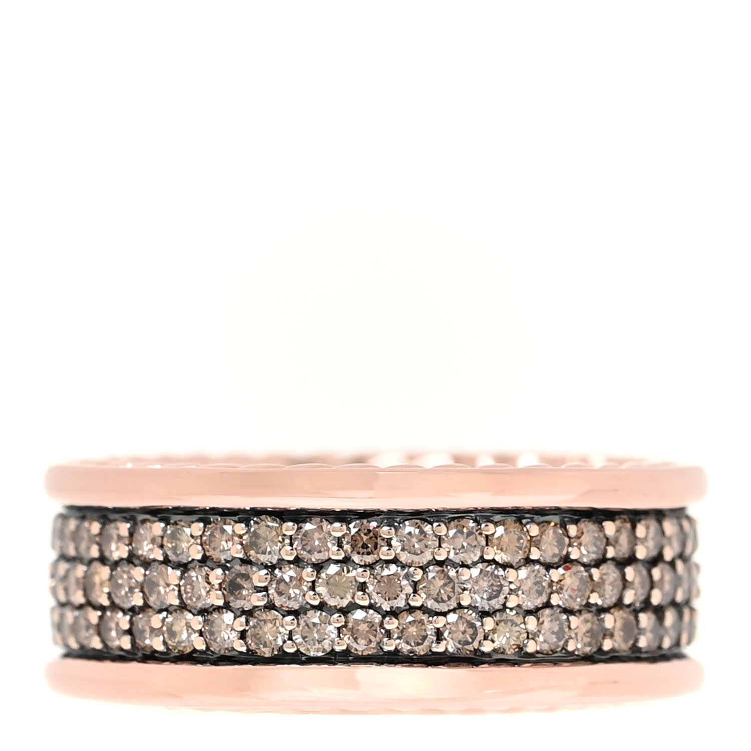 David Yurman 18K Rose Gold Cognac Diamond Pave Streamline Three Row Band Ring 60 9 3 of 5