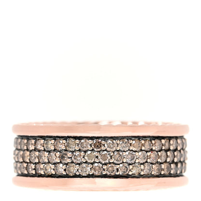David Yurman 18K Rose Gold Cognac Diamond Pave Streamline Three Row Band Ring 60 9 3 of 5