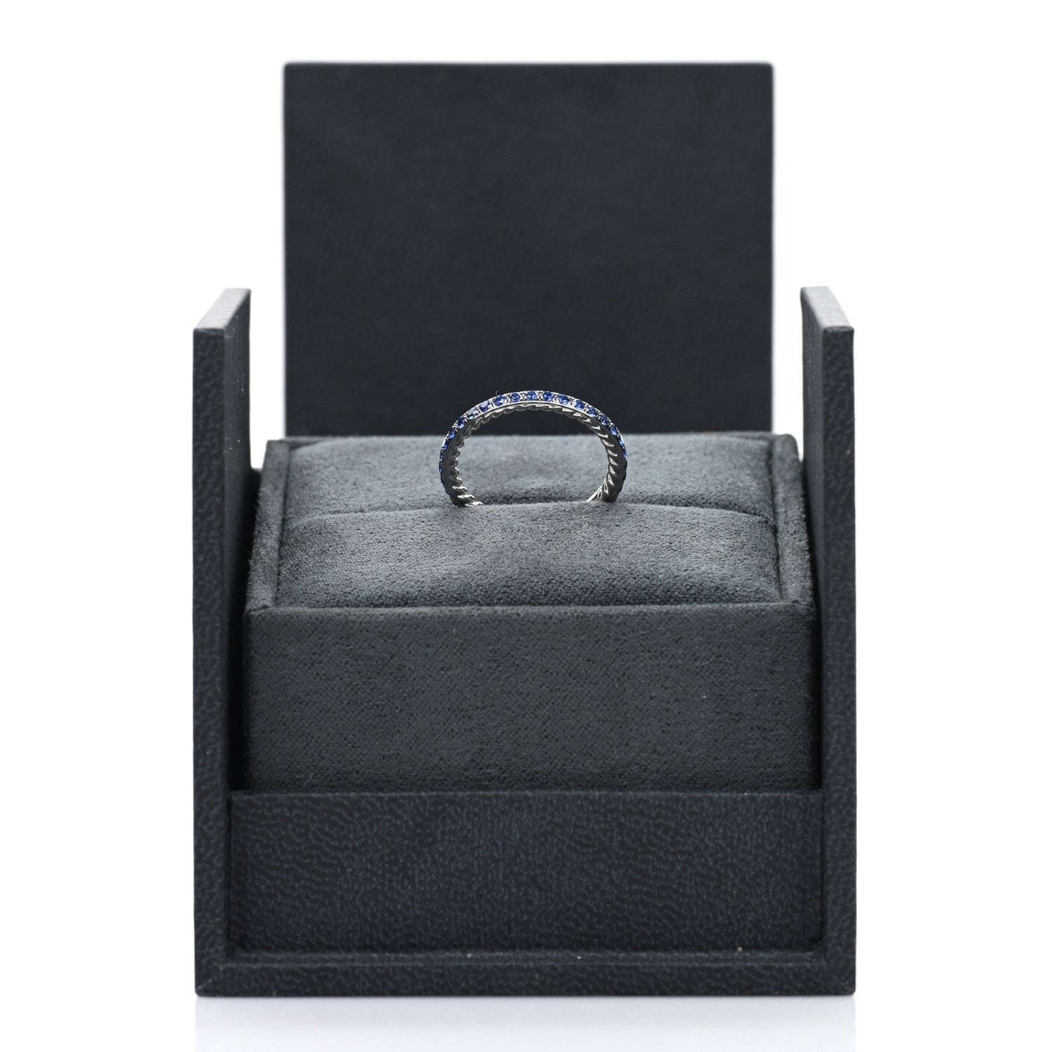 David Yurman Platinum Blue Sapphire 1.85mm Eden Eternity Band Ring 49 5 3 of 5