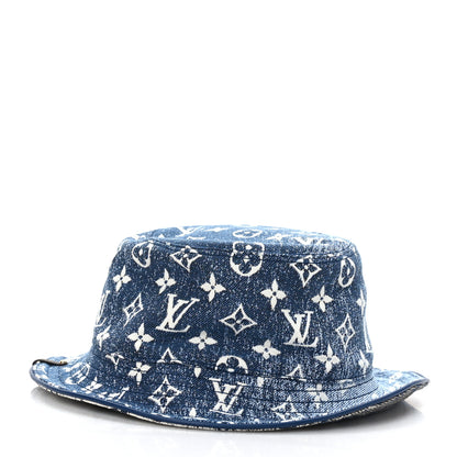 Louis Vuitton Monogram Denim Jacquard Bob Bucket Hat M Blue 1 of 7