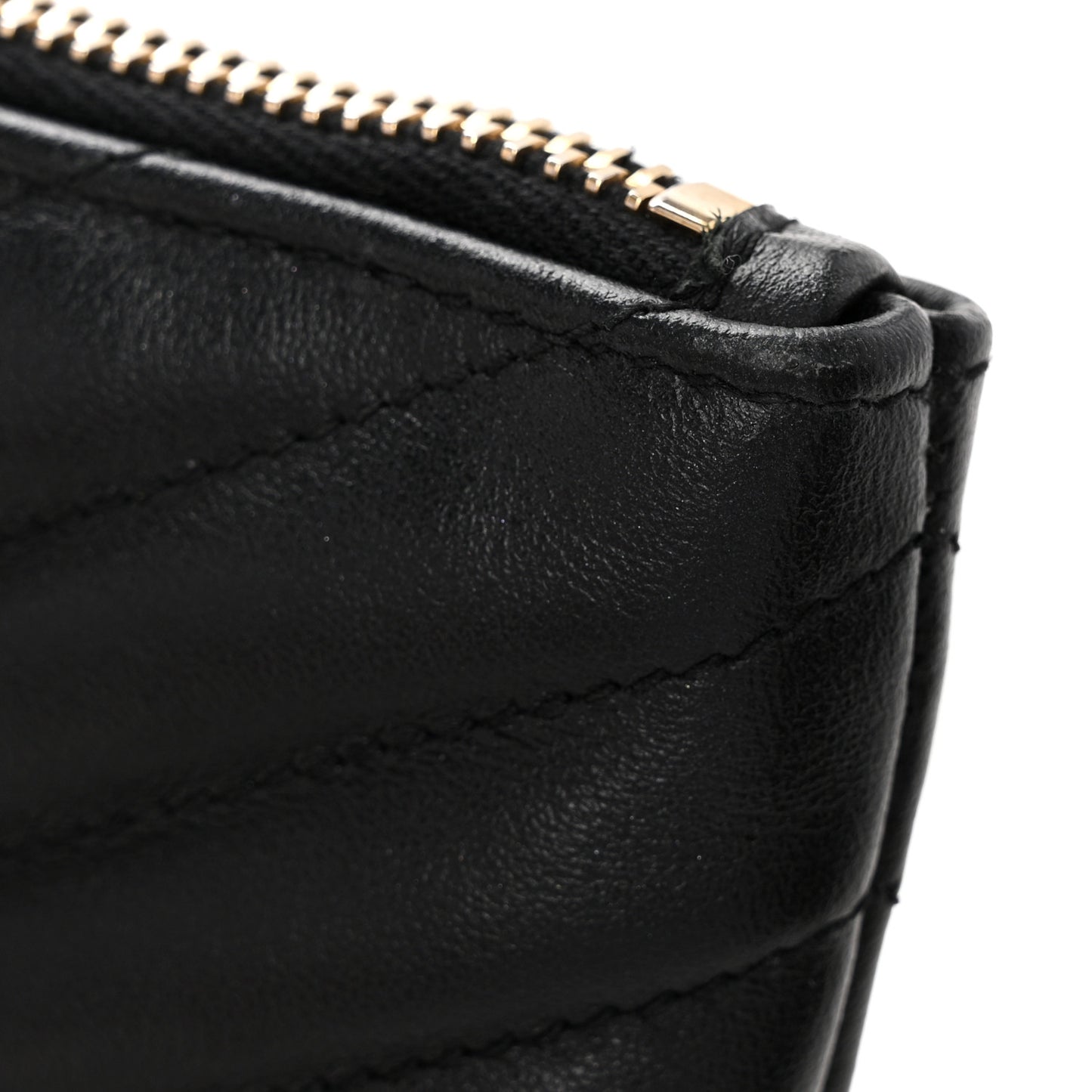 Calfskin Matelasse Chevron Monogram A5 Wristlet Black