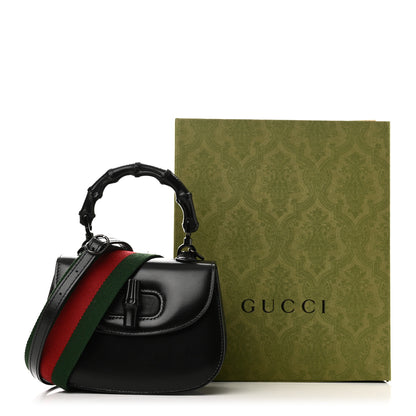 Gucci Boarded Dyana Lux Calfskin Web Monochrome Mini Bamboo 1947 Top Handle Bag Black 11 of 11