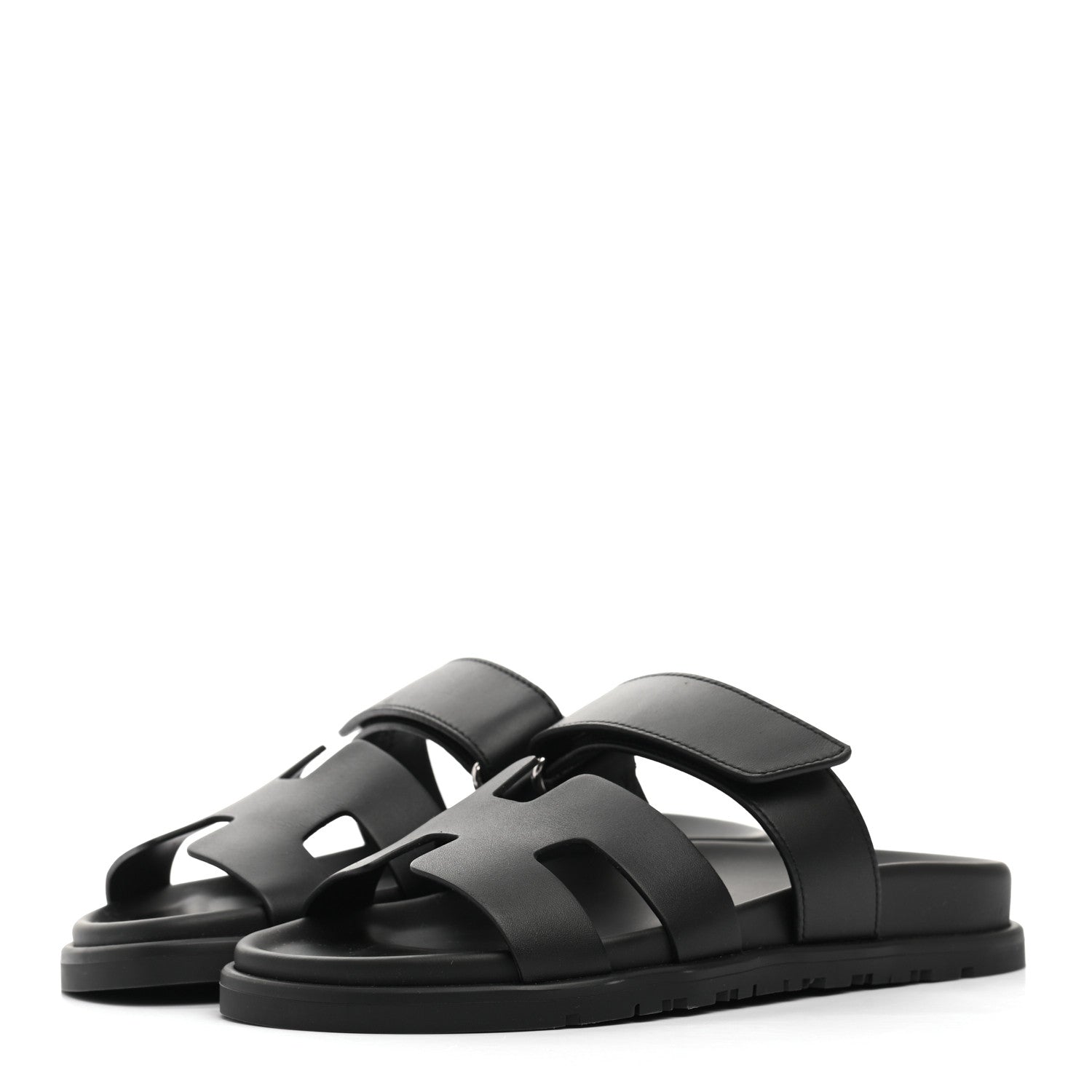 Hermes Calfskin Womens Chypre Sandals 35 Black 3 of 8