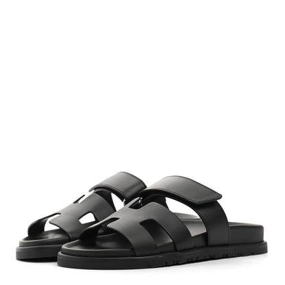 Hermes Calfskin Womens Chypre Sandals 35 Black 3 of 8