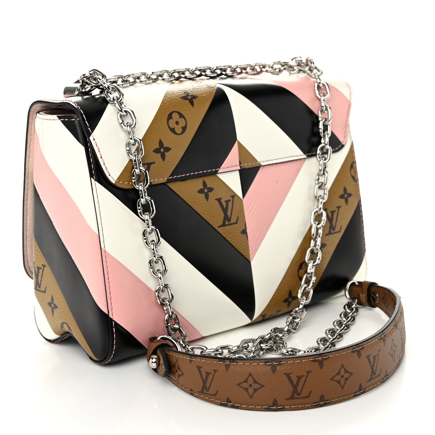 Epi Reverse Monogram Twist Shoulder Bag MM Rose Ballerine
